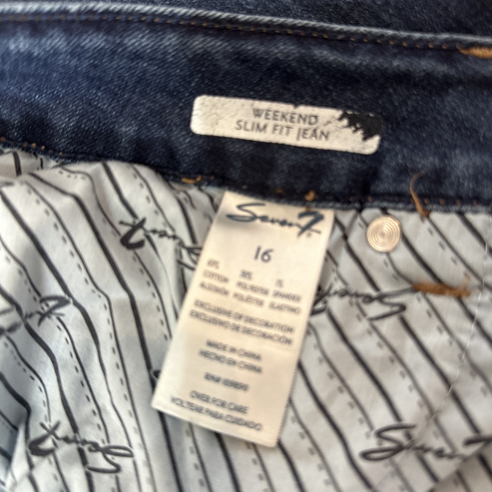 Seven 7 Weekend Slim Fit Frayed Hem Blue Womens Size 16 Jeans - Picture 4 of 5